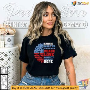 Harris Walz 2024 Campaign Shirt Peace Love Diversity Equality T shirt 3