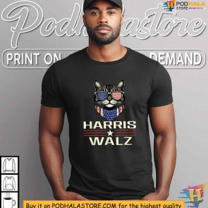 Harris Walz 2024 Tshirt Fun Cat Design Democratic Party Apparel 3