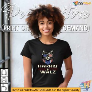 Harris Walz 2024 Tshirt Fun Cat Design Democratic Party Apparel 4