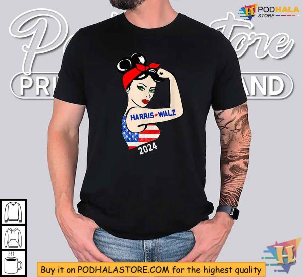 Harris Walz Campaign Tshirt, Women’s Patriotic Election 2024 Apparel
