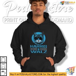 Harris Walz TShirt Cool Cat 2024 Election Campaign Apparel for Democratic Fans 1