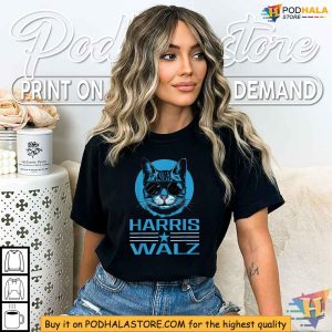 Harris Walz TShirt Cool Cat 2024 Election Campaign Apparel for Democratic Fans 4