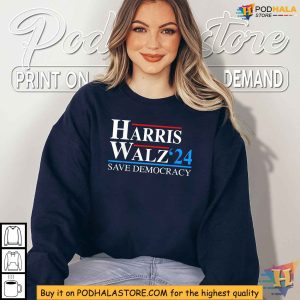Harris Walz Tshirt Kamala Harris Tim Walz 2024 Save Democracy Campaign 1