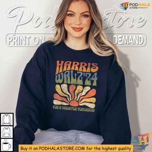 Harris Walz Tshirt Retro 2024 Campaign Apparel Brighter Tomorrow Tee 2