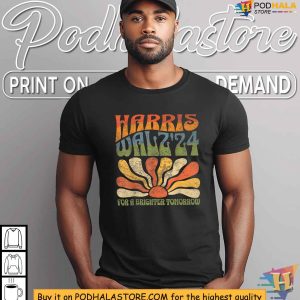 Harris Walz Tshirt Retro 2024 Campaign Apparel Brighter Tomorrow Tee 4