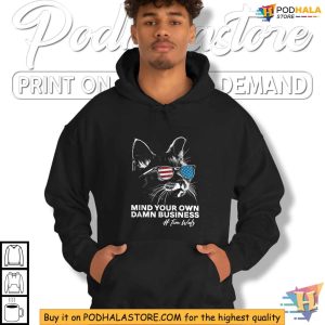 Mind Your Own Damn Business Harris Walz TShirt Patriotic Cat Design 3