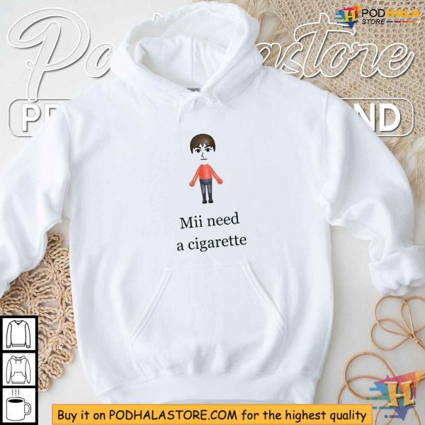 Nintendo Parody Shirt, Mii Need A Cigarette T-Shirt, Satirical Graphic Tee
