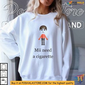 Nintendo Parody Shirt Mii Need A Cigarette T Shirt Satirical Graphic Tee 3