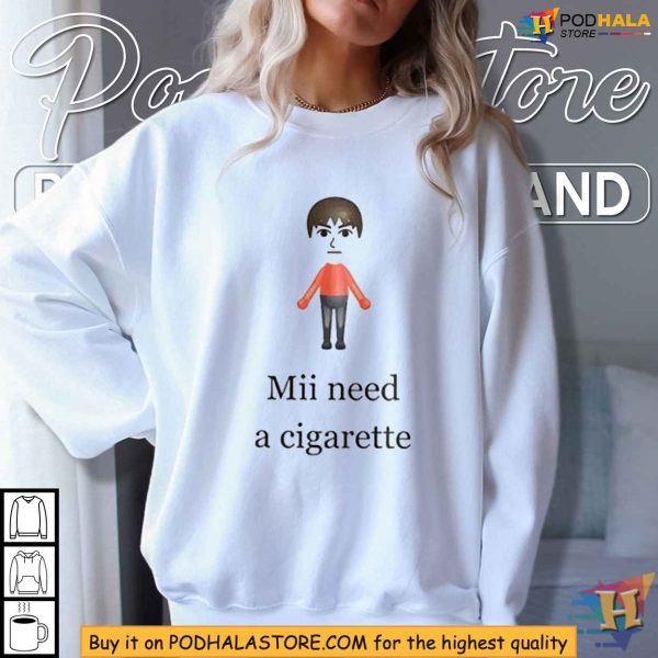 Nintendo Parody Shirt, Mii Need A Cigarette T-Shirt, Satirical Graphic Tee