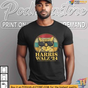 Vintage Harris Walz Tshirt Kamala Harris Election Apparel For Cat Lovers 3