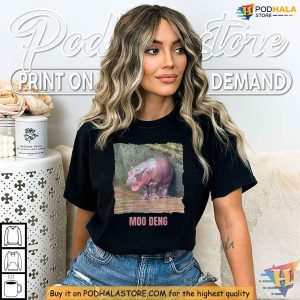 Adorable Moo Deng Hippo Shirt, Cute Baby Pygmy Hippo Meme Lover Apparel