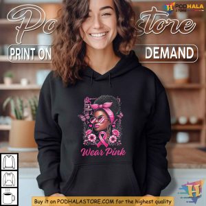 African American Support Breast Cancer Awareness Shirt Pink Ribbon Apparel 1