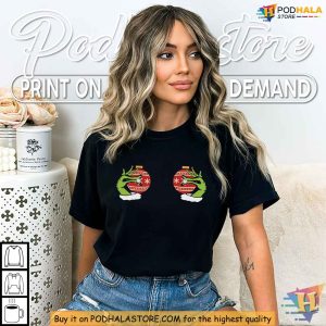 Boobies Christmas Shirt, Funny Grinch's Hand Ornament Sweatshirt, Holiday Top
