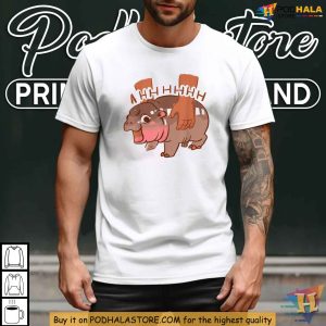 Bouncy Pig Moo Deng Meme Shirt Adorable Baby Hippo Cartoon Fun Thai Meme 3