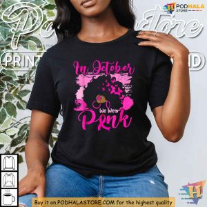 Breast Cancer Awareness Shirt For October Black Woman Pink Ribbon Design 2