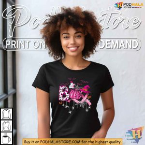 Breast Cancer Awareness Shirt Pink Ribbon Boo Ghost Halloween Pumpkin Tee 3