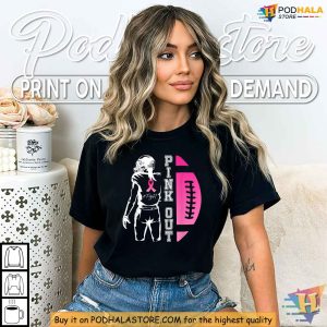 Breast Cancer Awareness Shirt, Pink Ribbon Football T-Shirt for Pink Out Events