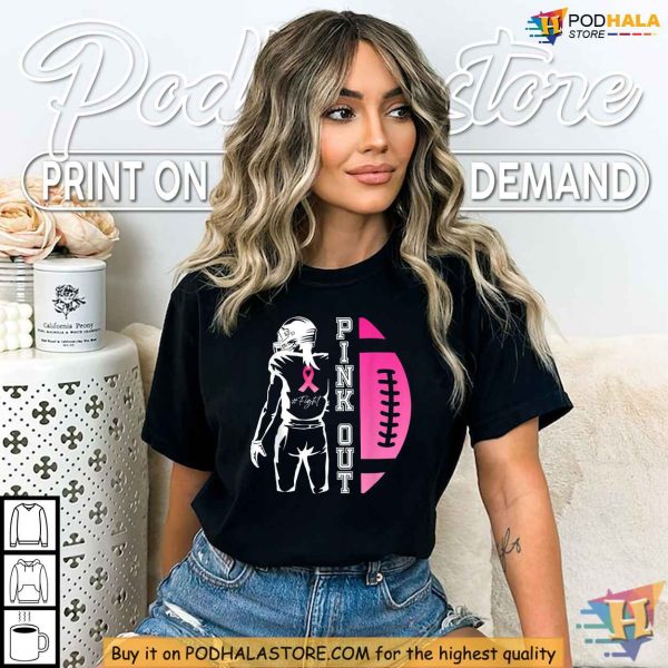 Breast Cancer Awareness Shirt, Pink Ribbon Football T-Shirt for Pink Out Events
