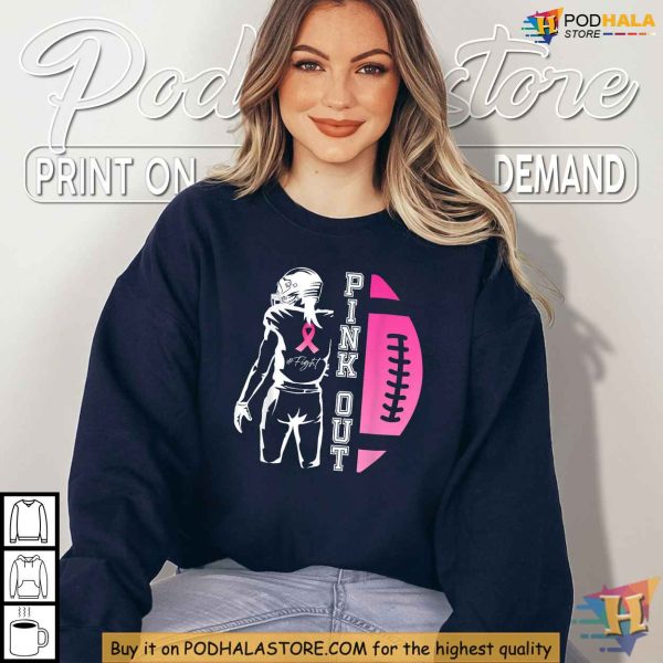 Breast Cancer Awareness Shirt, Pink Ribbon Football T-Shirt for Pink Out Events
