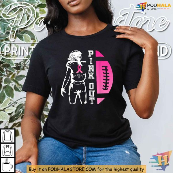 Breast Cancer Awareness Shirt, Pink Ribbon Football T-Shirt for Pink Out Events