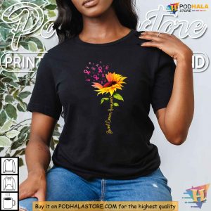 Breast Cancer Awareness Shirt, Sunflower Pink Ribbon Womens Support Apparel