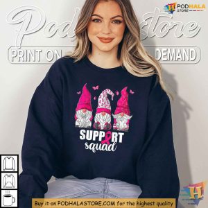 Breast Cancer Support Squad Shirt, Pink Ribbon Gnomes Awareness Tee
