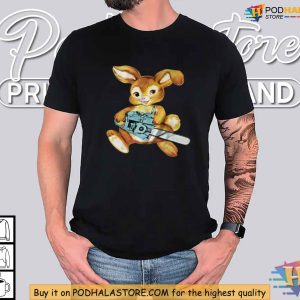 Bunny with a Chainsaw Shirt Funny Animal Graphic Tee for Dark Humor Fans 4