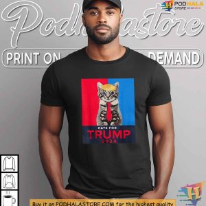 Cats for Trump Funny 2024 Shirt Political Parody Tee for Trump Fans 2