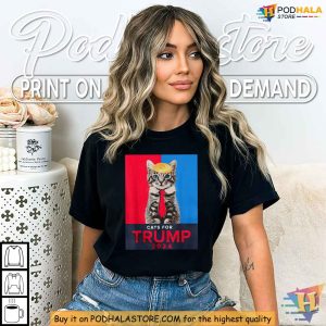 Cats for Trump Funny 2024 Shirt Political Parody Tee for Trump Fans 3