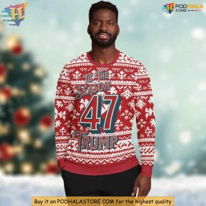 Celebrate The Holidays With Trump Ugly Christmas Sweater, 47th President Design