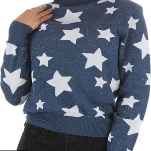 Coraline Star Sweater, Cozy Blue Stars Sweater for Coraline Fans, Warm Winter Wear