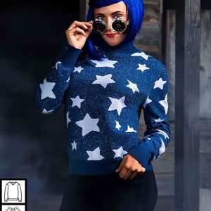 Coraline Star Sweater Cozy Blue Stars Sweater for Coraline Fans Warm Winter Wear 2