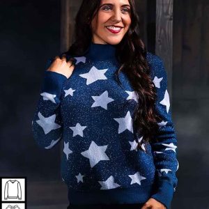 Coraline Star Sweater Cozy Blue Stars Sweater for Coraline Fans Warm Winter Wear 3