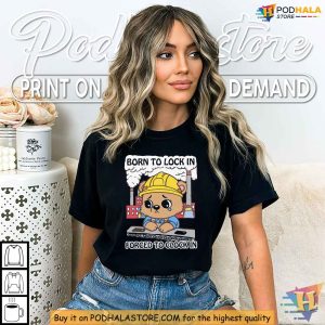 Cute Bear Clock In And Lock In Shirt Perfect for Work Humor Fans 3