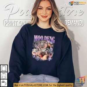 Cute Moo Deng Pygmy Hippo Meme Shirt, Funny Animal Zoo Tee for Family