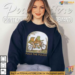 Funny Frog and Toad F the Police Shirt, Satirical Anti-Authority Statement Tee