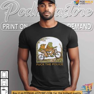 Funny Frog and Toad F the Police Shirt Satirical Anti Authority Statement Tee 3