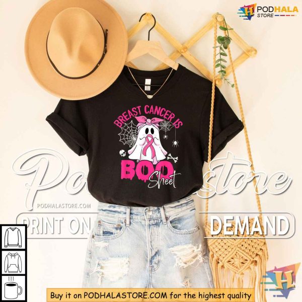 Funny Ghost Breast Cancer Awareness Shirt, Pink Ribbon Support Halloween Tee