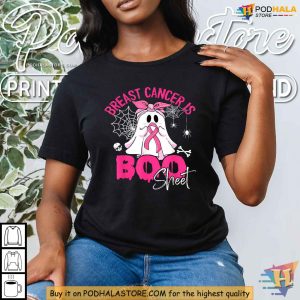 Funny Ghost Breast Cancer Awareness Shirt Pink Ribbon Support Halloween Tee 3