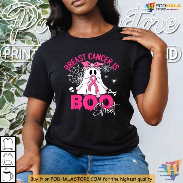 Funny Ghost Breast Cancer Awareness Shirt, Pink Ribbon Support Halloween Tee