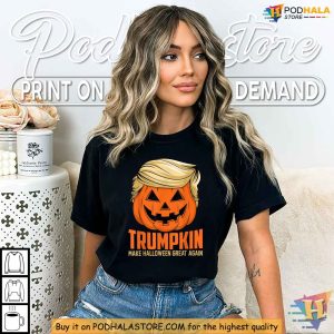 Funny Trumpkin Halloween Shirt, Make Halloween Great Again Parody Tee