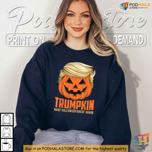 Funny Trumpkin Halloween Shirt Make Halloween Great Again Parody Tee 2