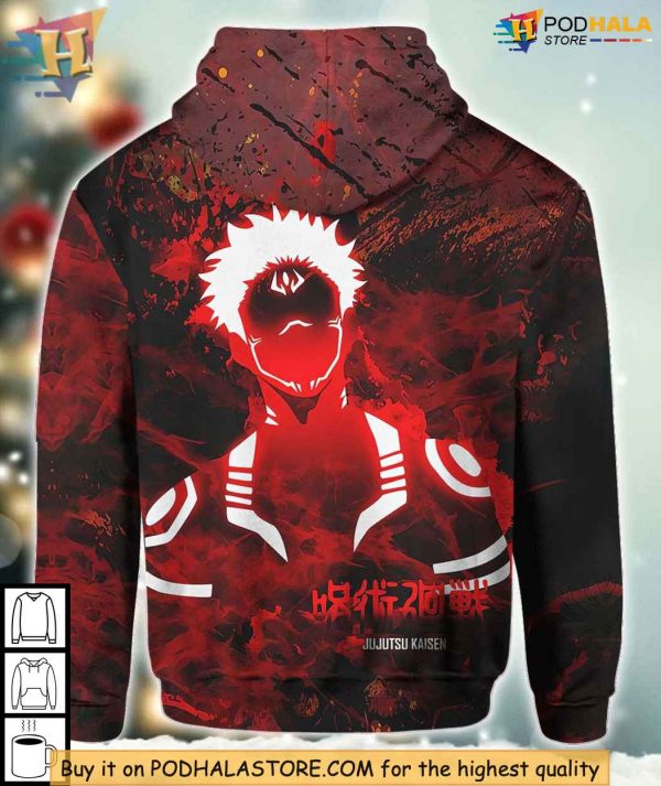 Gojo Red 3D Hoodie, Jujutsu Kaisen Gojo Satoru 3D Print Sweatshirt