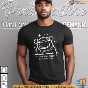 Good Mood Starts with Moo Deng Shirt Cute Hippo Character Design Tee 3