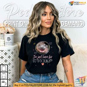 I’m Just Here for Moo Deng Meme Shirt, Playful Baby Hippo Souvenir