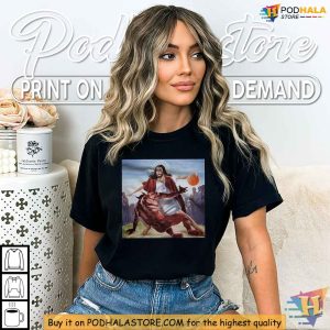 Jesus Crossing Up The Devil Shirt Funny Religious Basketball Apparel 2