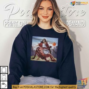 Jesus Crossing Up The Devil Shirt Funny Religious Basketball Apparel 3