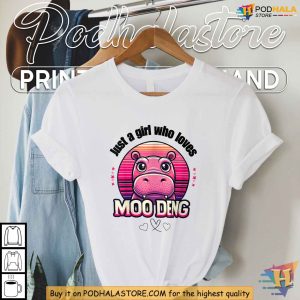 Just A Girl Who Loves Moo Deng Shirt Cute Hippo Meme Tee for Fun Outfits 4
