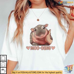 Moo Deng Cute Baby Hippo Meme Shirt Adorable Thai Internet Character Tee 3