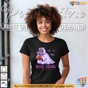Moo Deng Halloween Shirt Cute Thai Hippo as Ghost in Fun Halloween Apparel 3